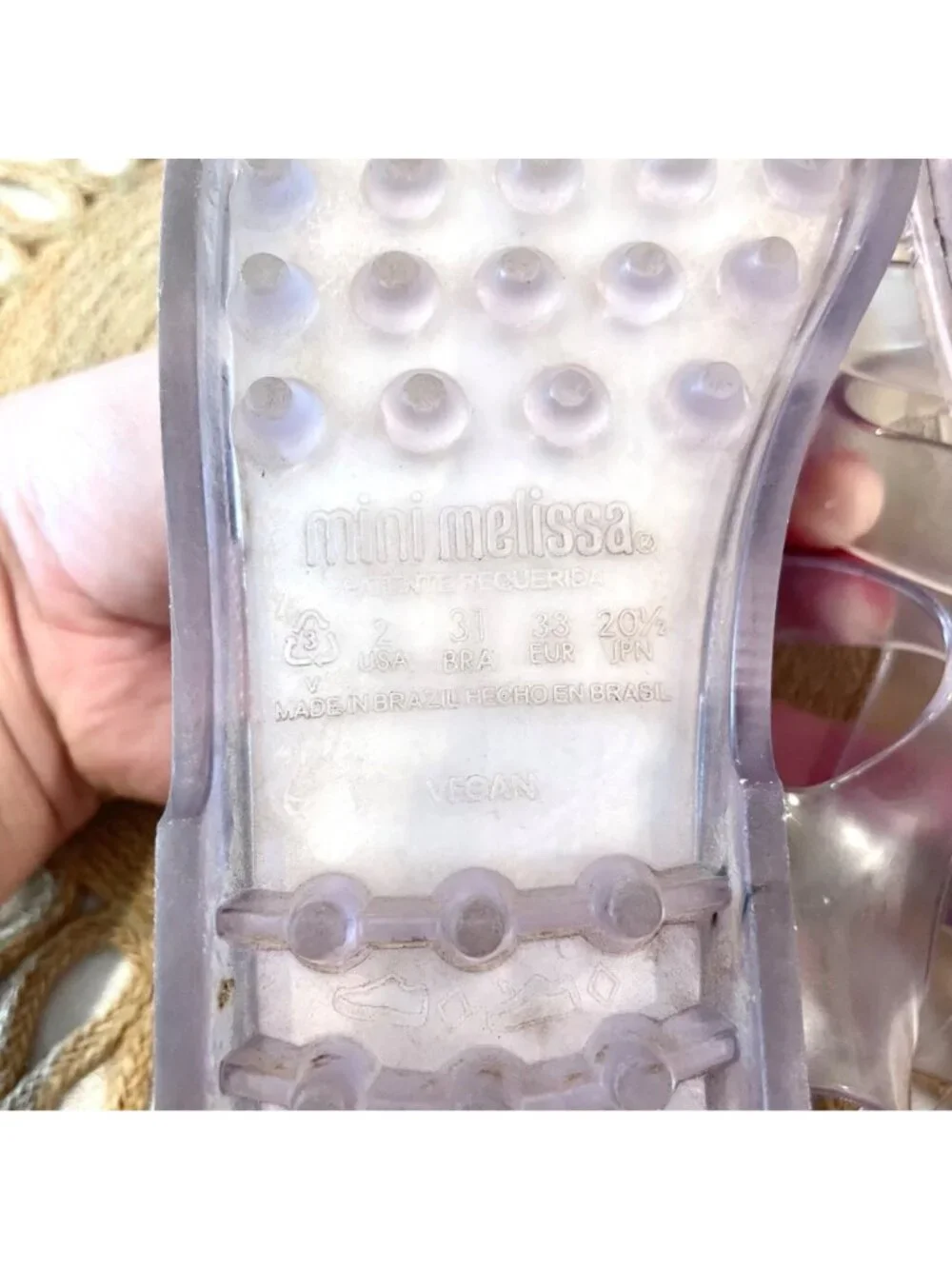 Mini Melissa Possession Clear Jelly Strappy Buckle Sandals Size 2 Fisherman